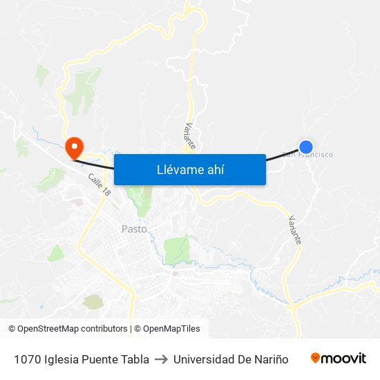 1070 Iglesia Puente Tabla to Universidad De Nariño map