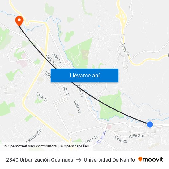 2840 Urbanización Guamues to Universidad De Nariño map