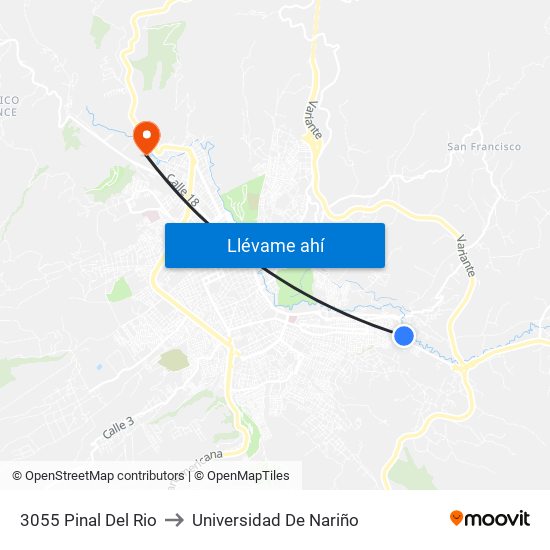 3055 Pinal Del Rio to Universidad De Nariño map