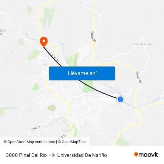 3080 Pinal Del Rio to Universidad De Nariño map