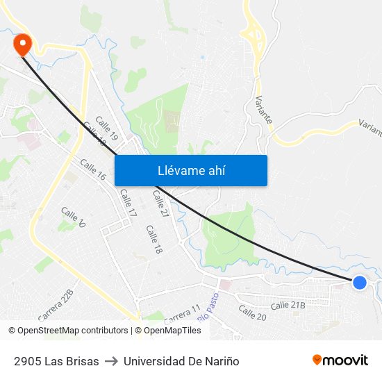 2905 Las Brisas to Universidad De Nariño map