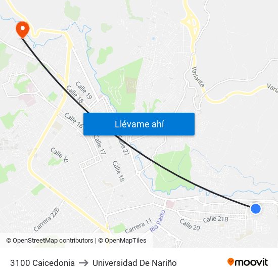3100 Caicedonia to Universidad De Nariño map