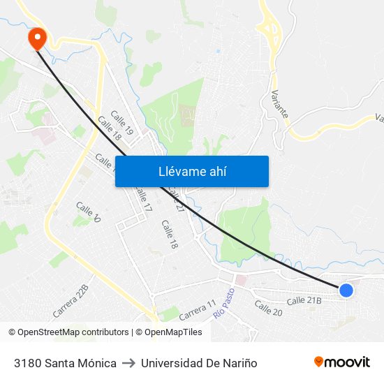 3180 Santa Mónica to Universidad De Nariño map