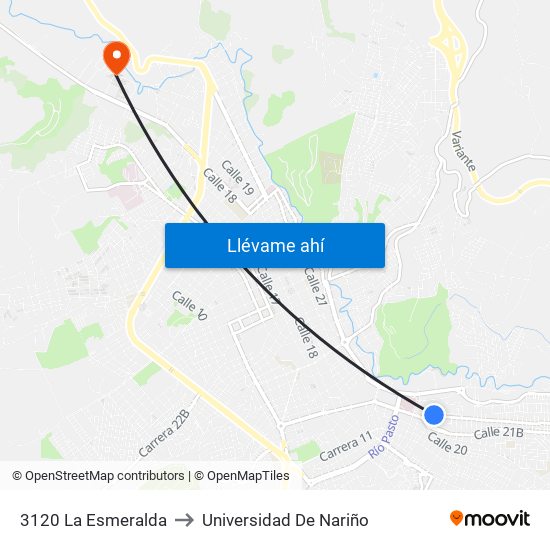 3120 La Esmeralda to Universidad De Nariño map