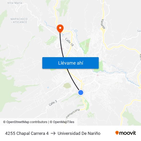 4255 Chapal Carrera 4 to Universidad De Nariño map