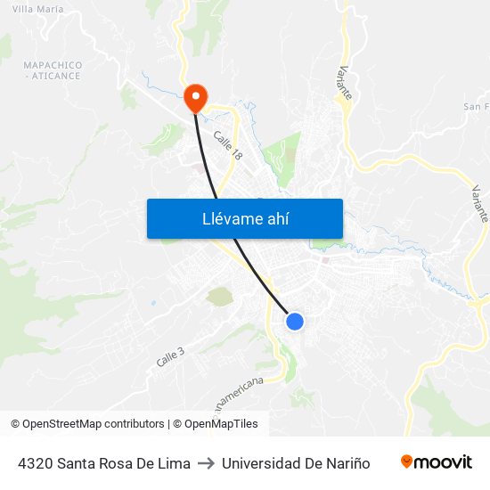 4320 Santa Rosa De Lima to Universidad De Nariño map