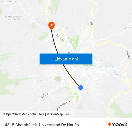4315 Chambú to Universidad De Nariño map