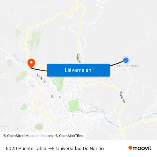 6020 Puente Tabla to Universidad De Nariño map