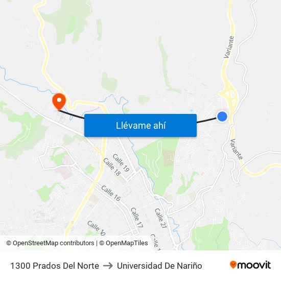 1300 Prados Del Norte to Universidad De Nariño map