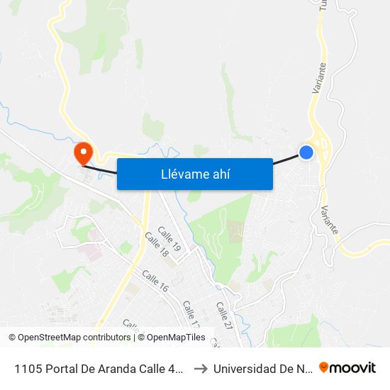 1105 Portal De Aranda Calle 40 Cra 26 to Universidad De Nariño map