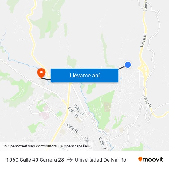 1060 Calle 40 Carrera 28 to Universidad De Nariño map