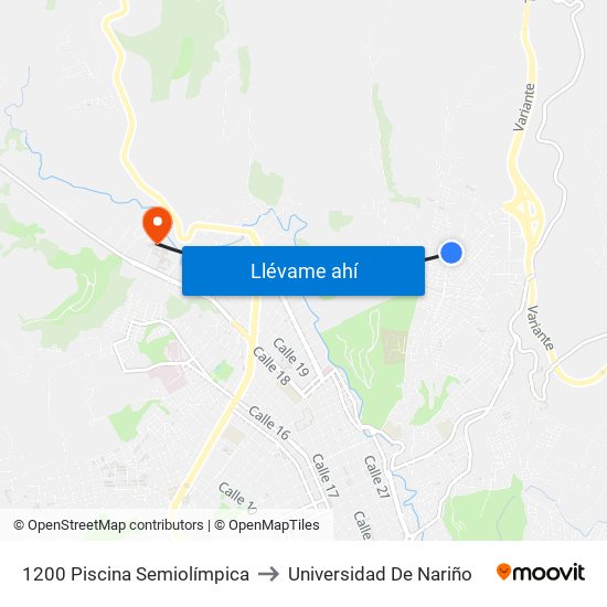 1200 Piscina Semiolímpica to Universidad De Nariño map