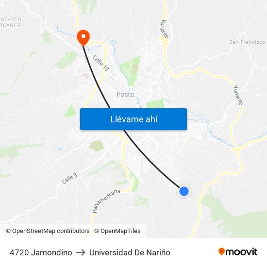 4720 Jamondino to Universidad De Nariño map