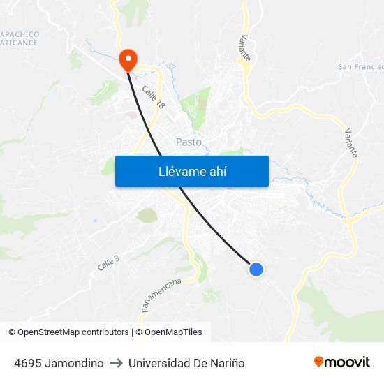 4695 Jamondino to Universidad De Nariño map