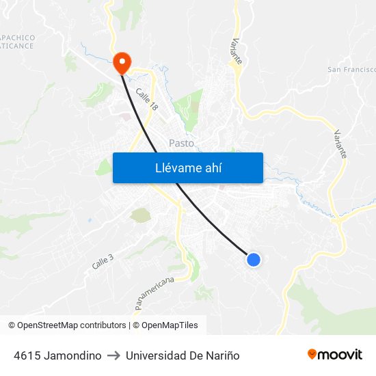 4615 Jamondino to Universidad De Nariño map