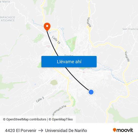 4420 El Porvenir to Universidad De Nariño map