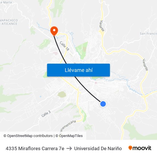 4335 Miraflores Carrera 7e to Universidad De Nariño map
