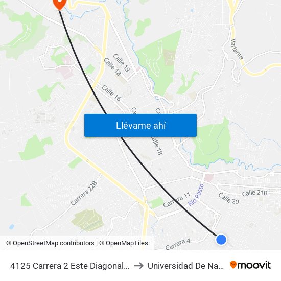 4125 Carrera 2 Este Diagonal 16d to Universidad De Nariño map