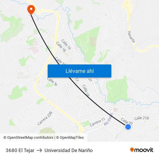 3680 El Tejar to Universidad De Nariño map