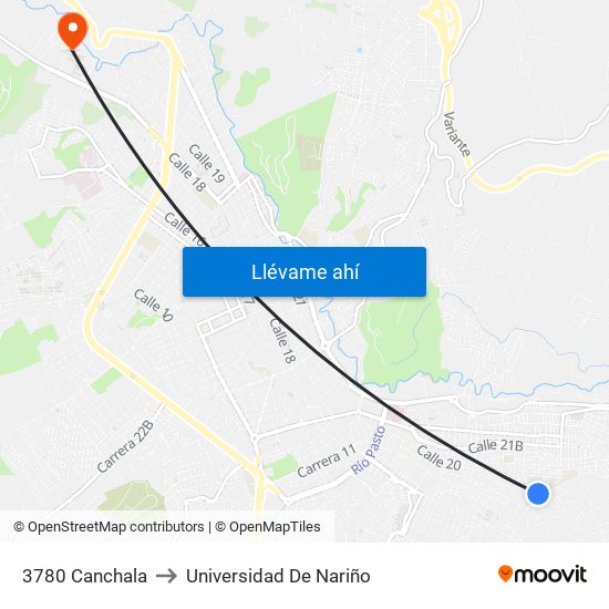 3780 Canchala to Universidad De Nariño map