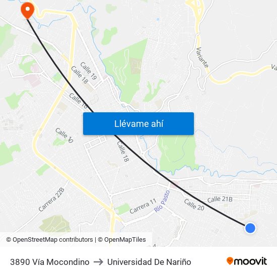 3890 Vía Mocondino to Universidad De Nariño map
