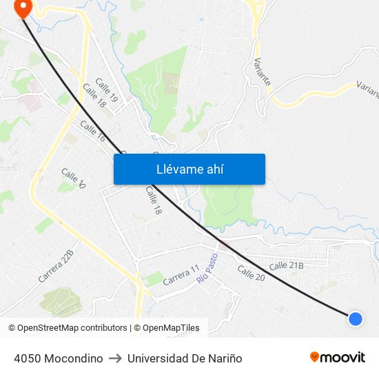 4050 Mocondino to Universidad De Nariño map