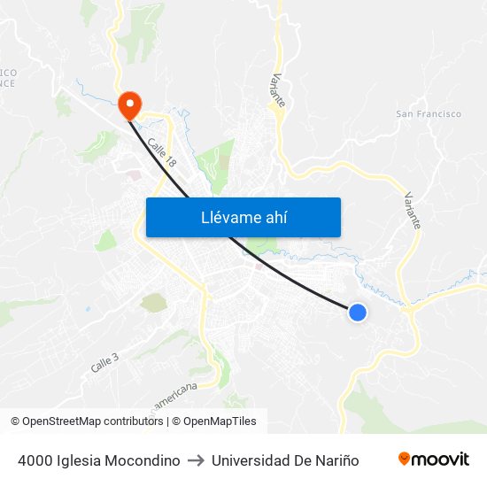 4000 Iglesia Mocondino to Universidad De Nariño map