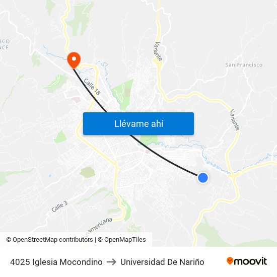 4025 Iglesia Mocondino to Universidad De Nariño map