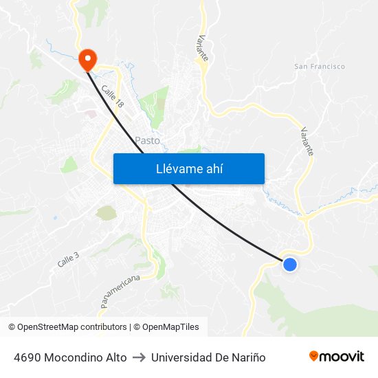 4690 Mocondino Alto to Universidad De Nariño map