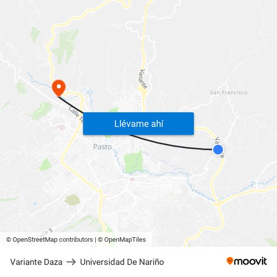 Variante Daza to Universidad De Nariño map