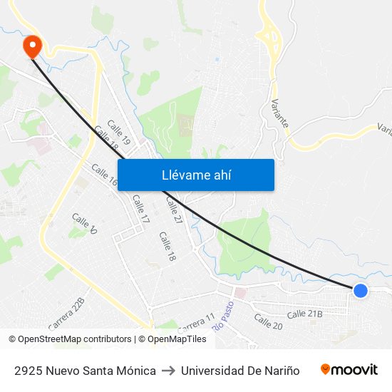 2925 Nuevo Santa   Mónica to Universidad De Nariño map