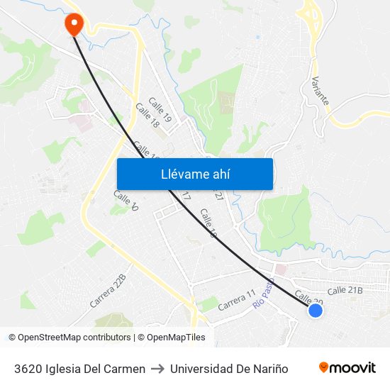 3620 Iglesia Del Carmen to Universidad De Nariño map