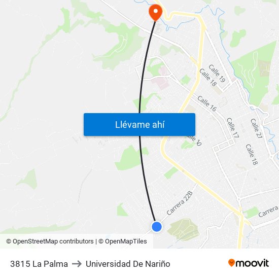 3815 La Palma to Universidad De Nariño map