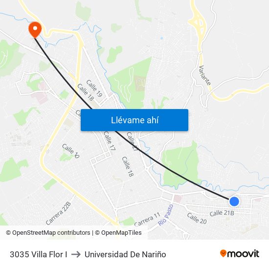 3035 Villa Flor I to Universidad De Nariño map