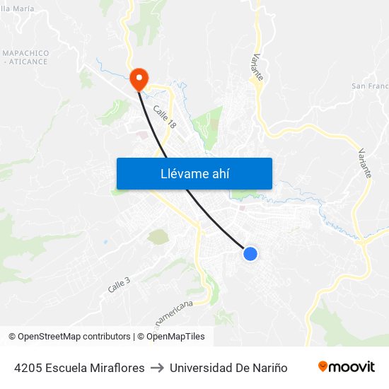 4205 Escuela Miraflores to Universidad De Nariño map