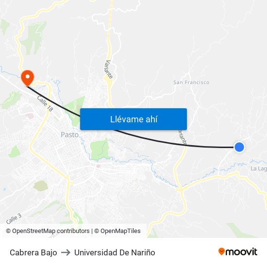 Cabrera Bajo to Universidad De Nariño map