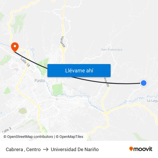 Cabrera , Centro to Universidad De Nariño map