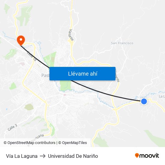 Vía La Laguna to Universidad De Nariño map