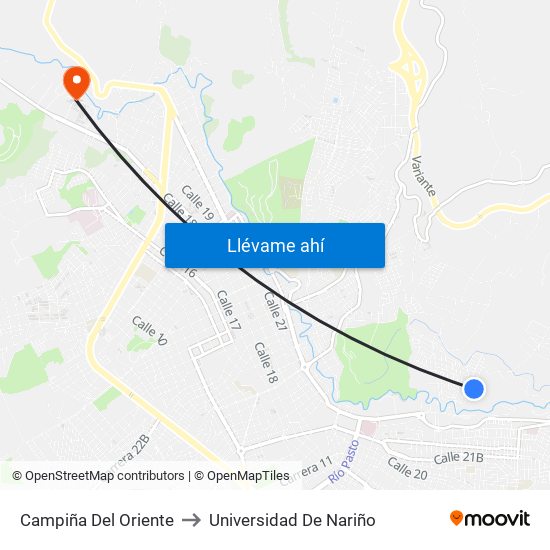 Campiña Del Oriente to Universidad De Nariño map