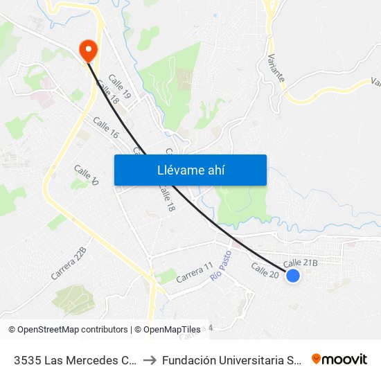 3535 Las Mercedes Carrera 1 to Fundación Universitaria San Martín map