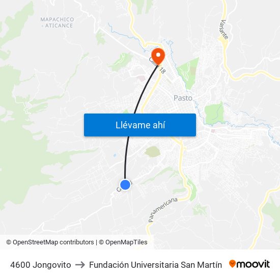 4600 Jongovito to Fundación Universitaria San Martín map