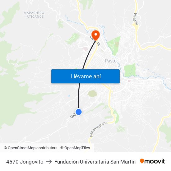 4570 Jongovito to Fundación Universitaria San Martín map