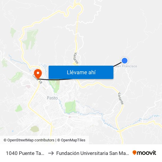 1040 Puente Tabla to Fundación Universitaria San Martín map