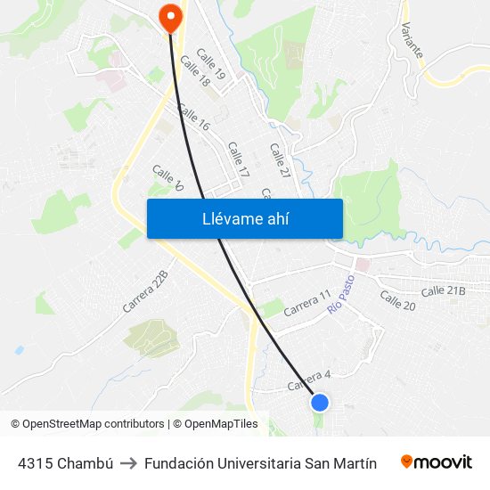 4315 Chambú to Fundación Universitaria San Martín map