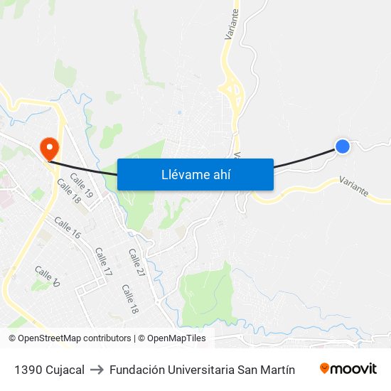1390 Cujacal to Fundación Universitaria San Martín map