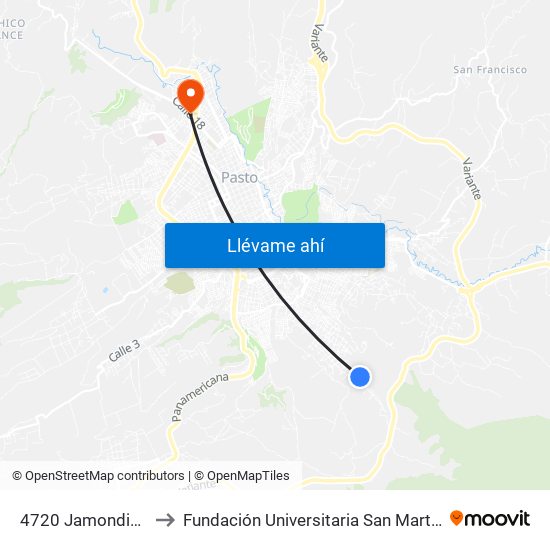 4720 Jamondino to Fundación Universitaria San Martín map