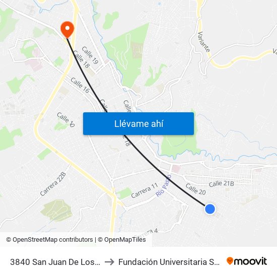 3840 San Juan De Los Pastos to Fundación Universitaria San Martín map