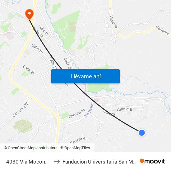 4030 Vía Mocondino to Fundación Universitaria San Martín map