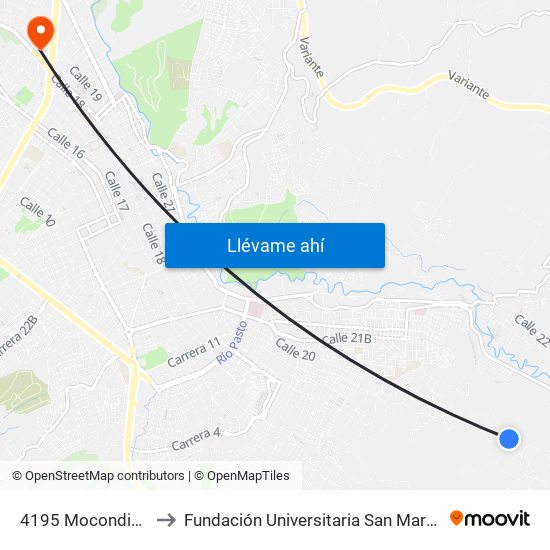 4195 Mocondino to Fundación Universitaria San Martín map