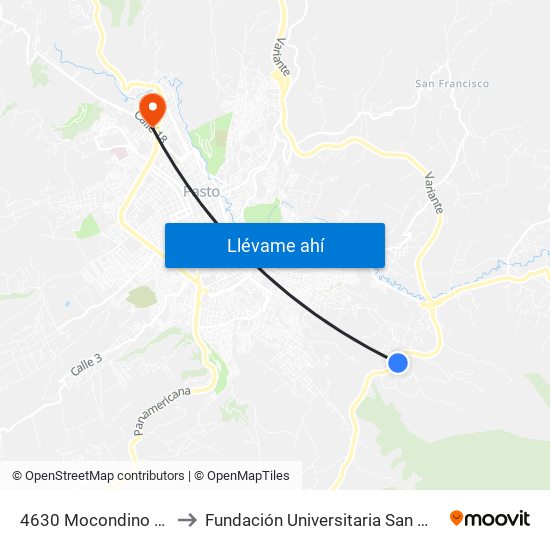 4630 Mocondino Alto to Fundación Universitaria San Martín map